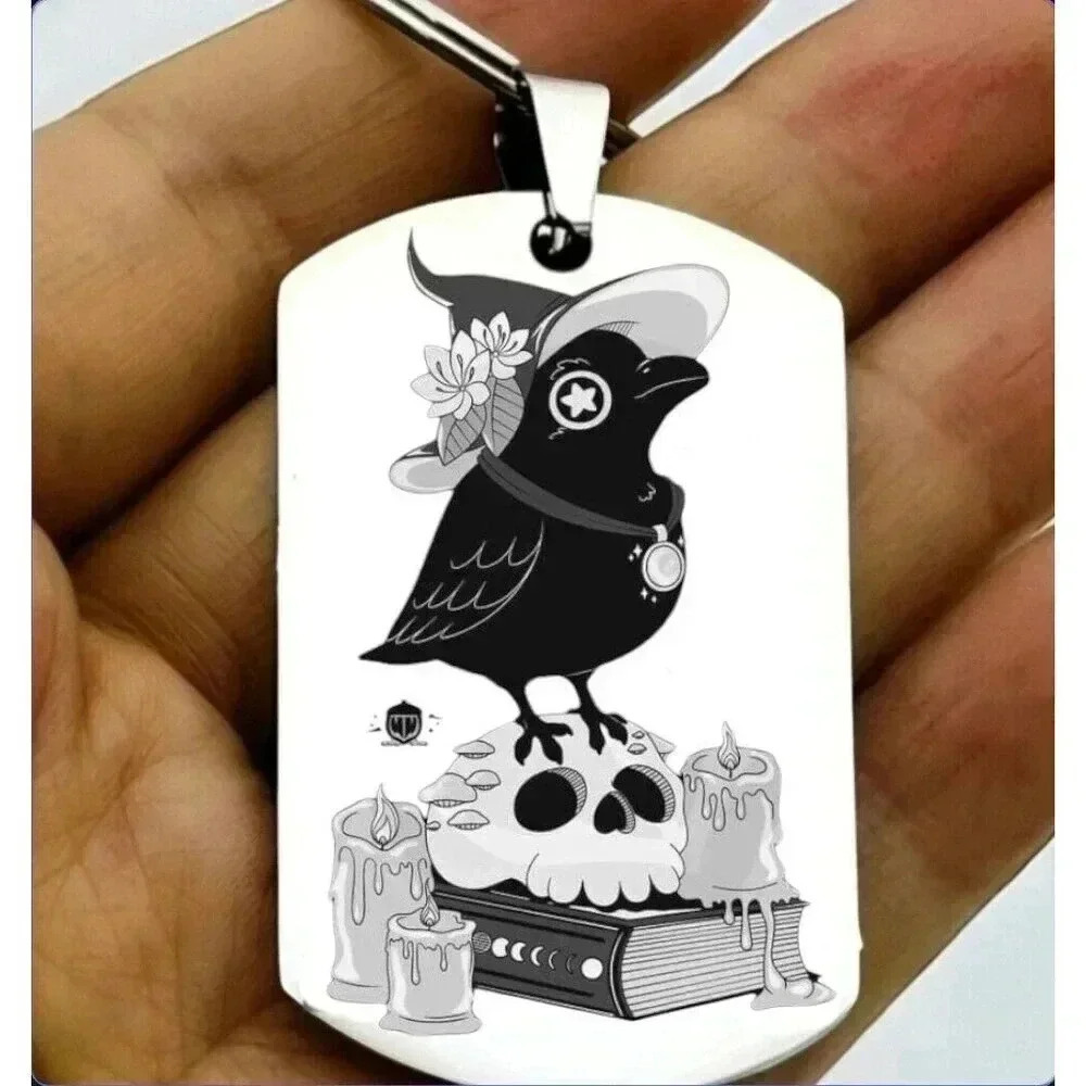 Crow Heat Candle Skull Pendagram Horror Art Hot Gothic Keychain